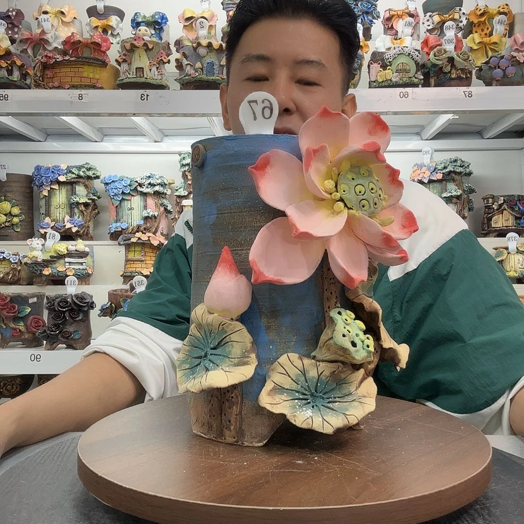 本默花器麦饭石花盆
