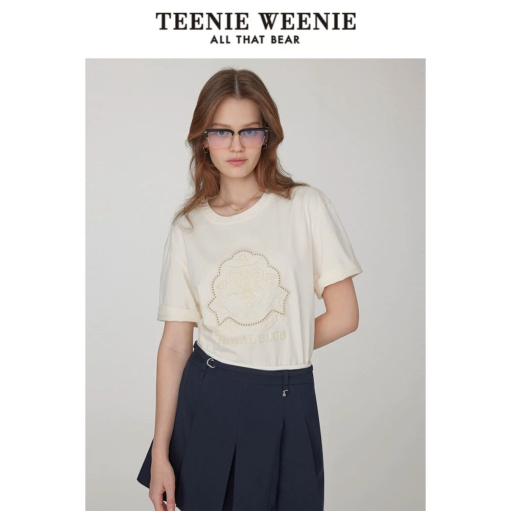 TeenieWeenie小熊女装T恤25夏休闲时髦宽松圆领短袖女TTRW252503W