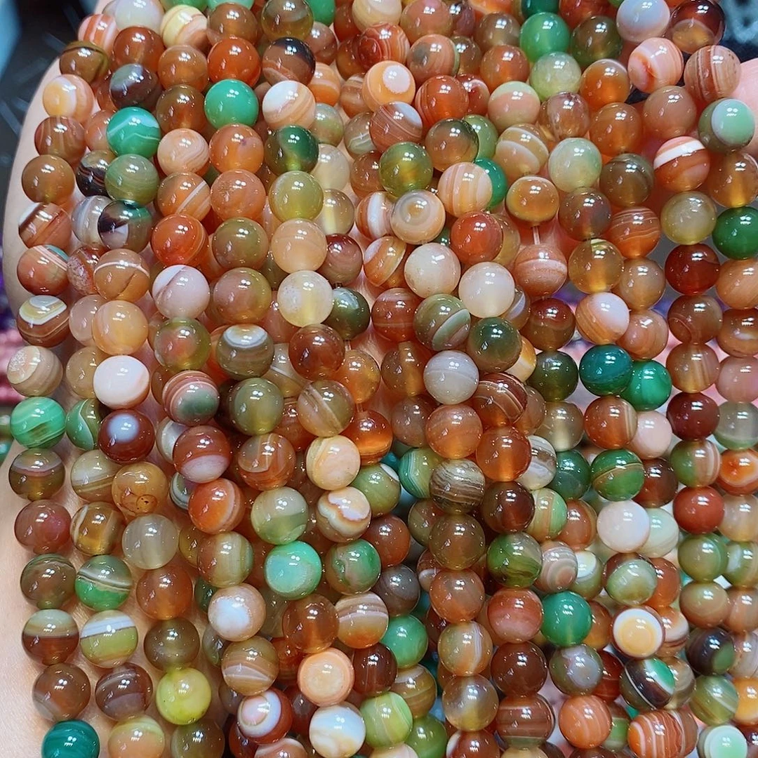 玛瑙/玉髓散珠天然孔雀玛瑙8mm一条