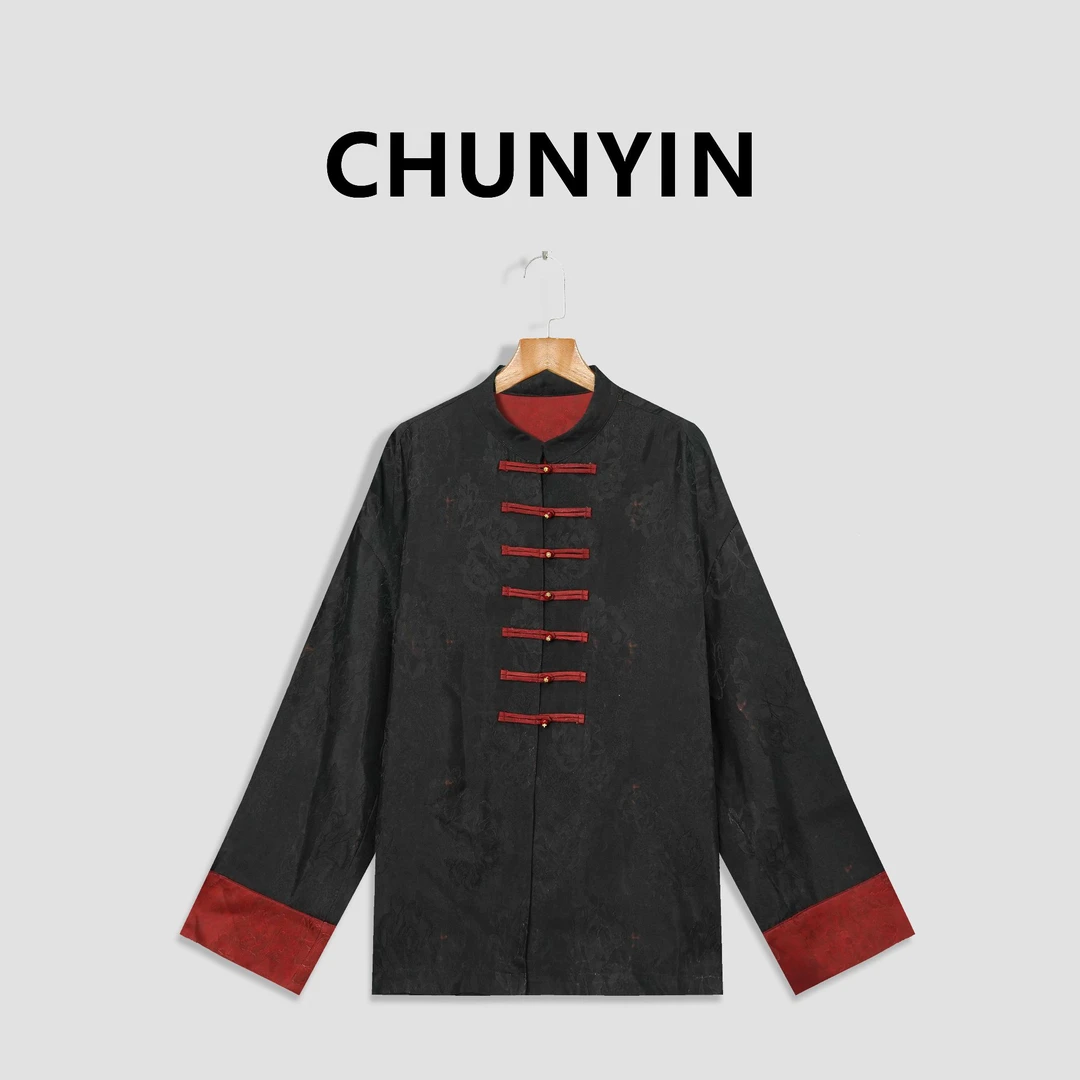 李心儿【乐栀】新中式国风设计师提花时尚T恤26698