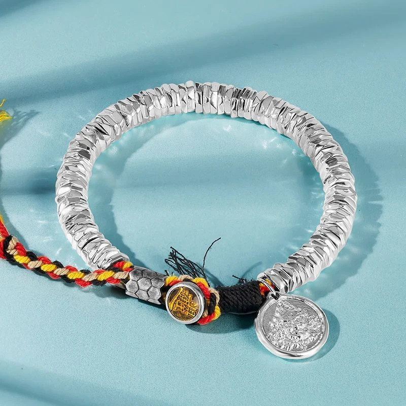 足银布艺手链 A25黄财神盘缠招财进宝情侣复古编绳民族风时尚手工