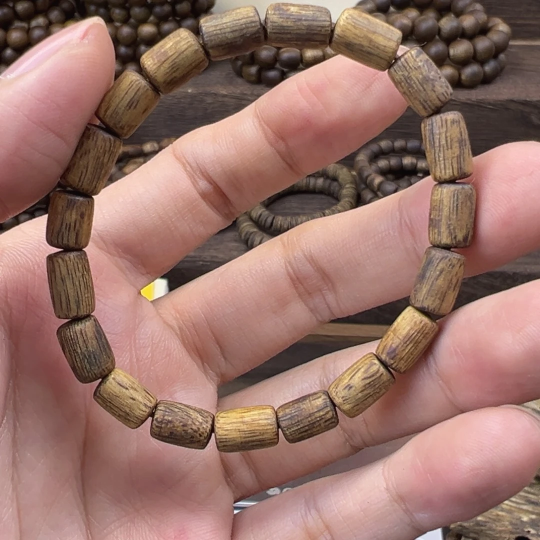 沉香碎屑沉香06桶珠单圈