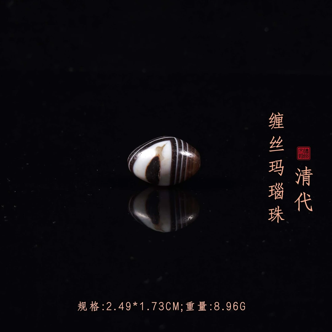 清代缠丝玛瑙珠/DZ176245/古玩/收藏/德州文物