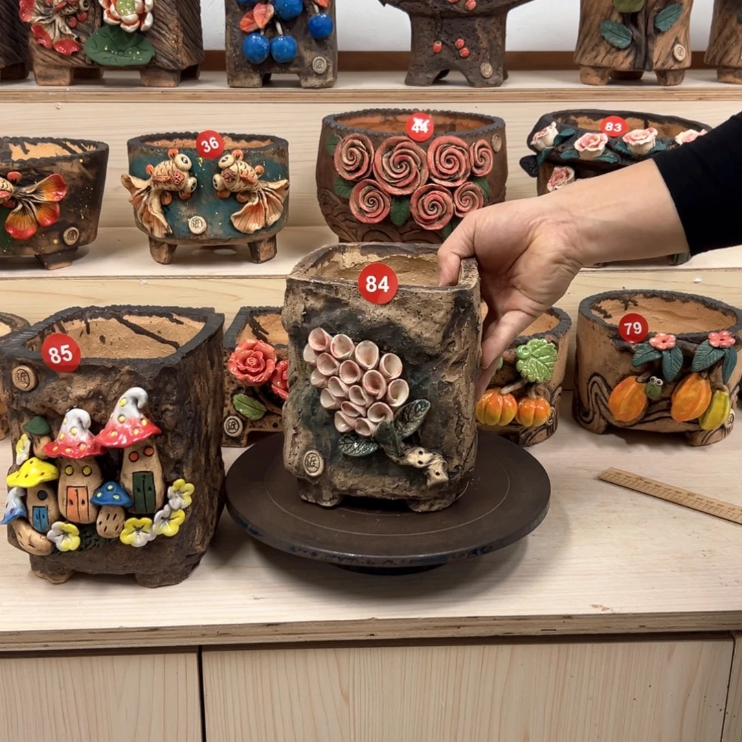 紫砂花盆84号内口11.5×12外高19