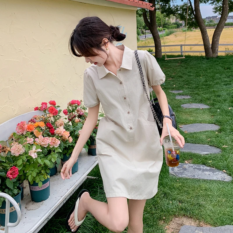 衬衫裙千金风减龄常规夏季连衣裙中长款女装时尚A字显瘦气质法式