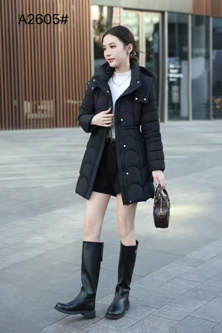 2605中长款收腰羽绒服休闲百搭连帽