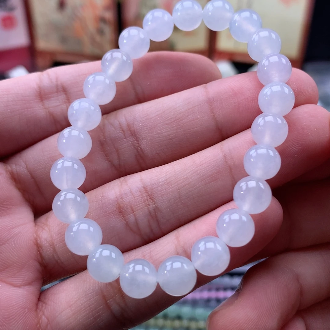 翡翠未镶嵌手链白冰卡8