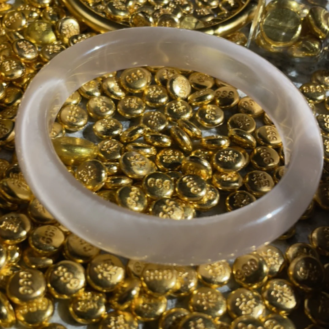 S 炉内提炼手工倒模通体一色可反复改款复古白月光手镯 装饰摆件