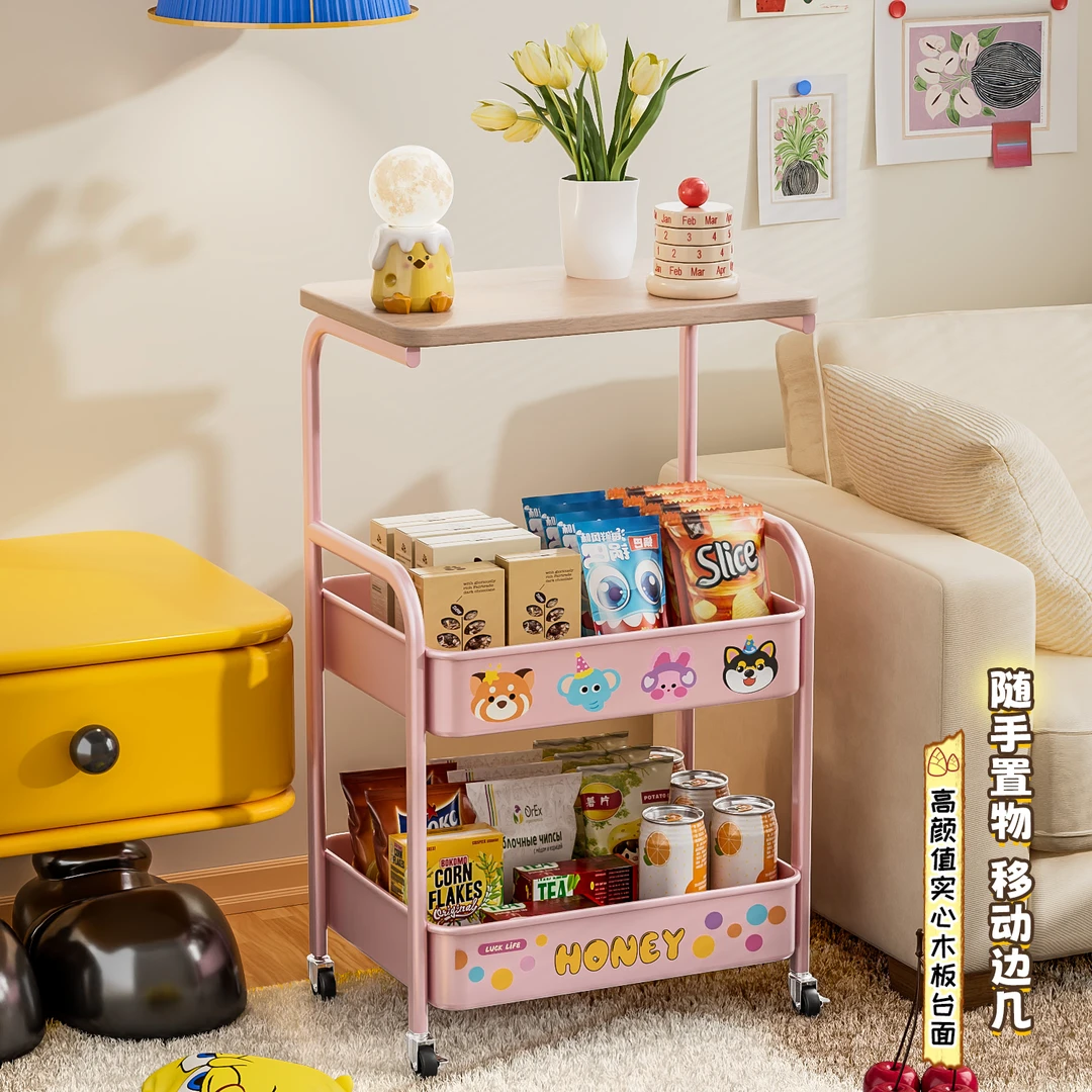 零食收纳小推车置物架收纳架客厅多层零食架可移动厨房夹缝菜篮子