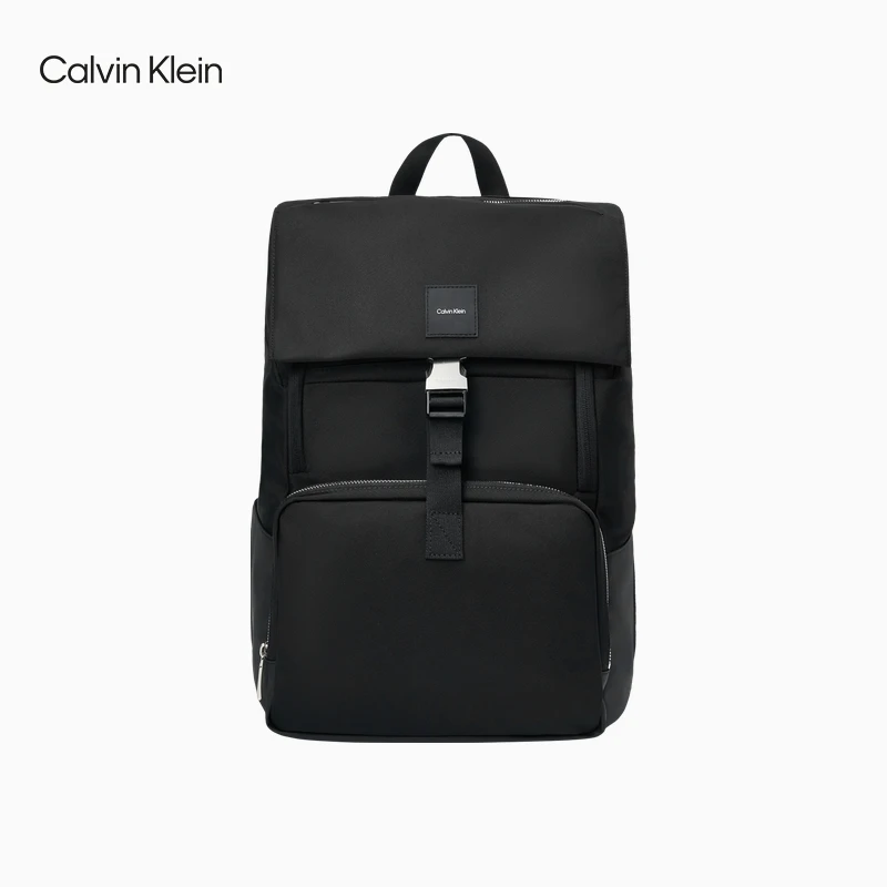 CK Jeans男士时尚休闲通勤户外旅行大容量拉链翻盖双肩包礼物