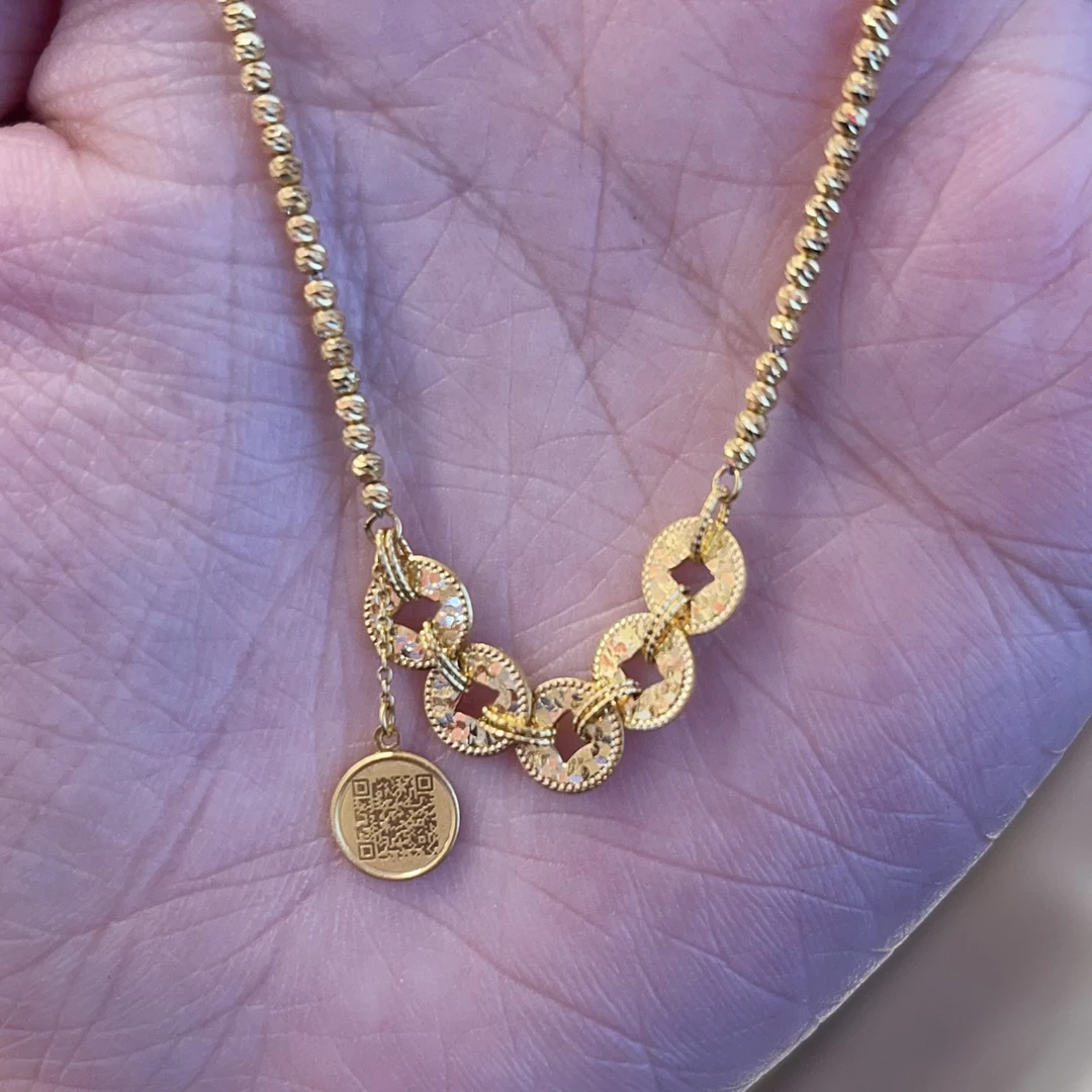 足金碎碎冰五帝钱手链