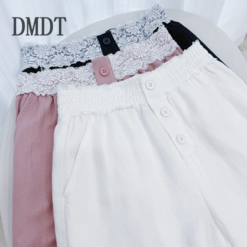 【DMDT服饰】2025新品 “线条之美”蕾丝拼接松紧腰女休闲裤A1869