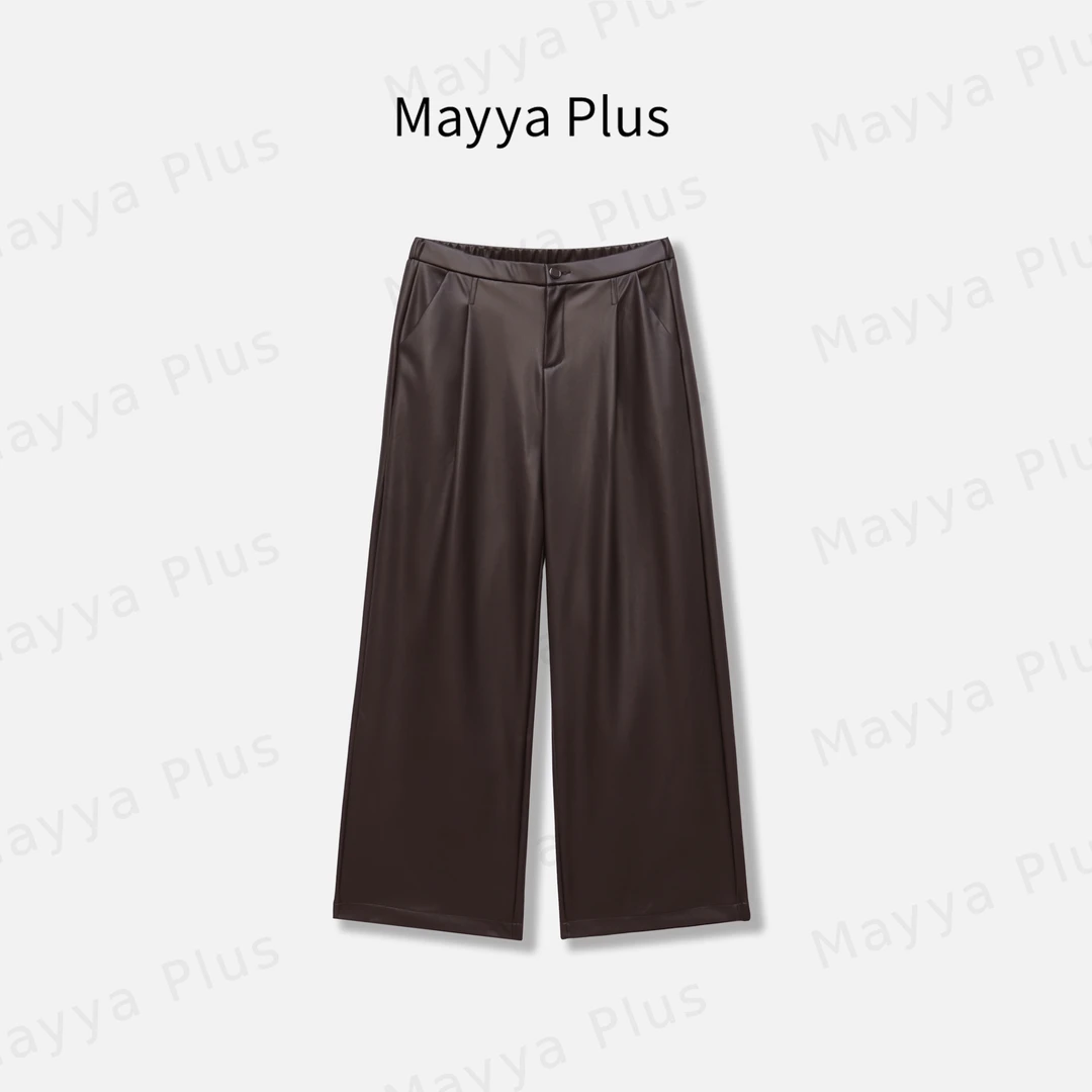 【高质裤】Mayya Plus麦芽定制秋冬流光风显瘦百搭气质皮裤32537518