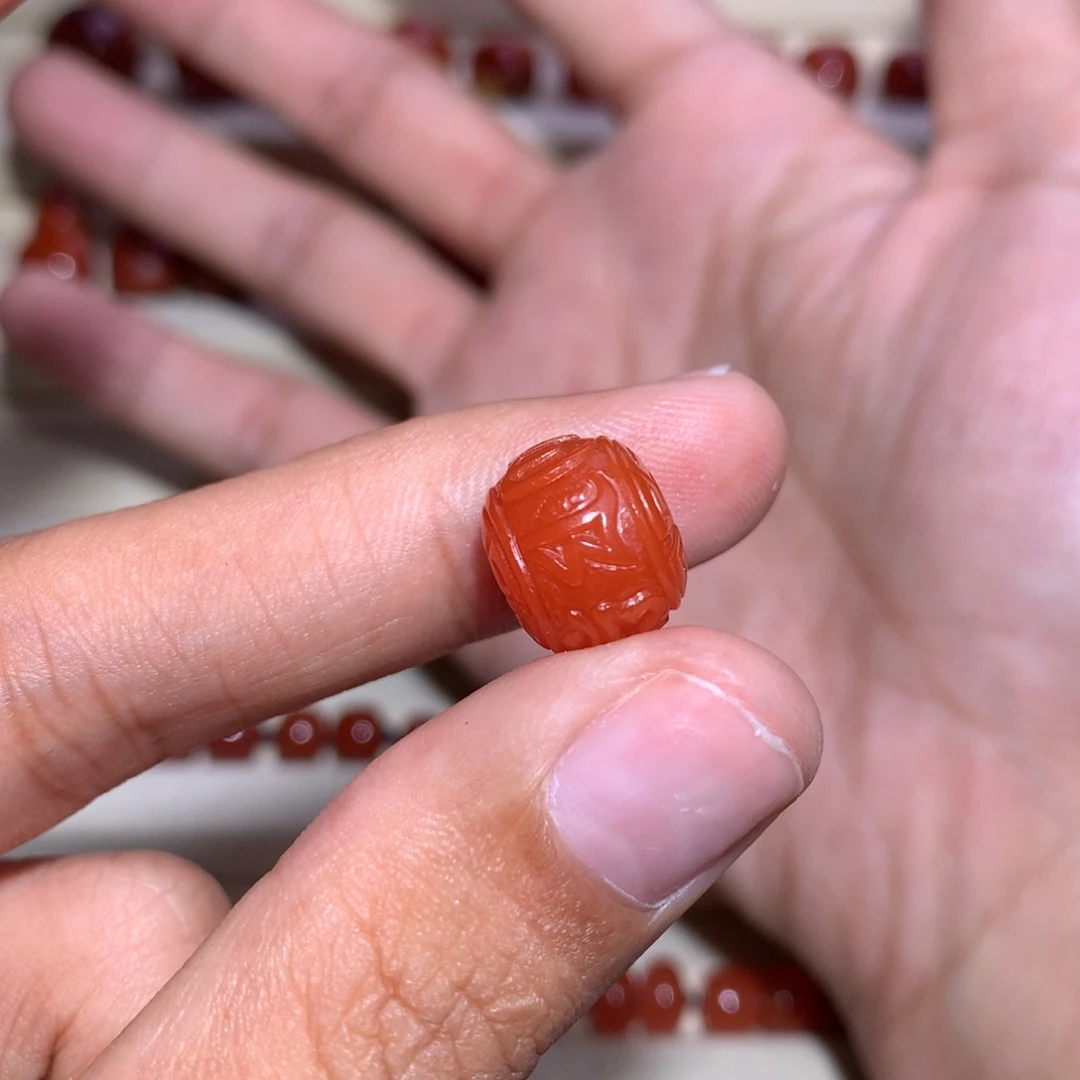 境***转南红玛瑙未镶嵌保山六字箴言墩子12.2×10.2