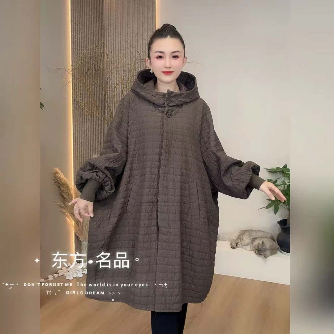 2503纯色秋季直下摆树脂固色女棉服连帽慵懒带帽秋冬-RM-