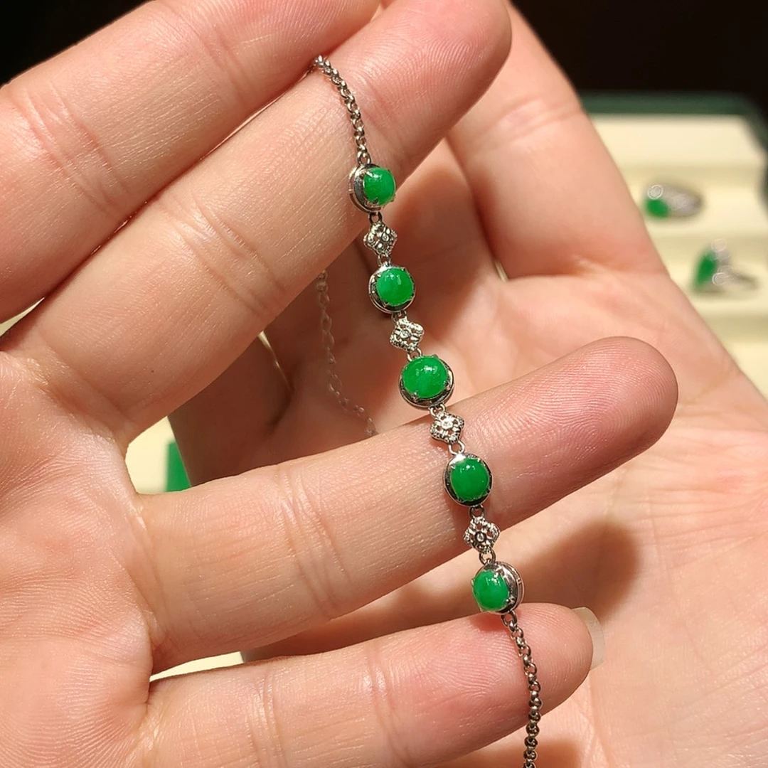 【闪购商品】翡翠手链18K金镶嵌缅甸A货