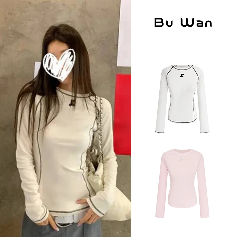 秋冬休闲百搭圆领设计感洋气打底衫女修身显瘦内搭上衣可外穿3133