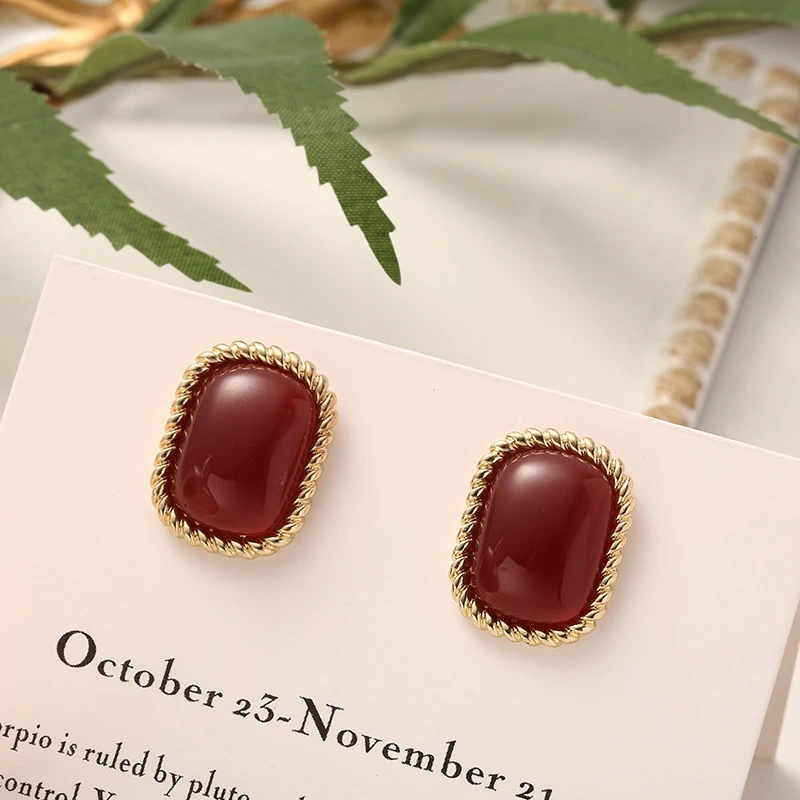 铜合金耳饰 【461】韩国百搭气质复古简约耳钉法式优雅风少女耳环