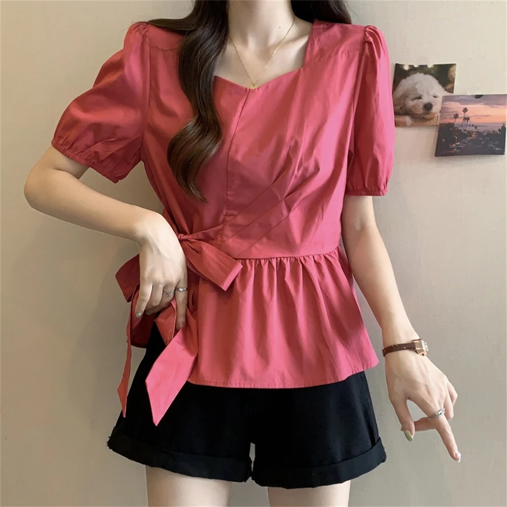 设计感法式衬衫女士短袖上衣2025夏季新款小个子洋气减龄显瘦衬衣
