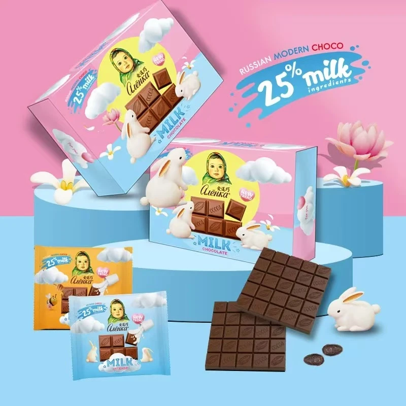俄罗斯进口爱莲巧大头娃娃特浓牛奶蜂蜜牛奶巧克力零食糖果