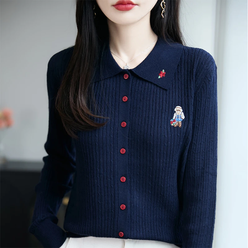 哥弟阿玛施正品女秋冬重新针织打底衫宽松显瘦洋气短款刺绣薄款