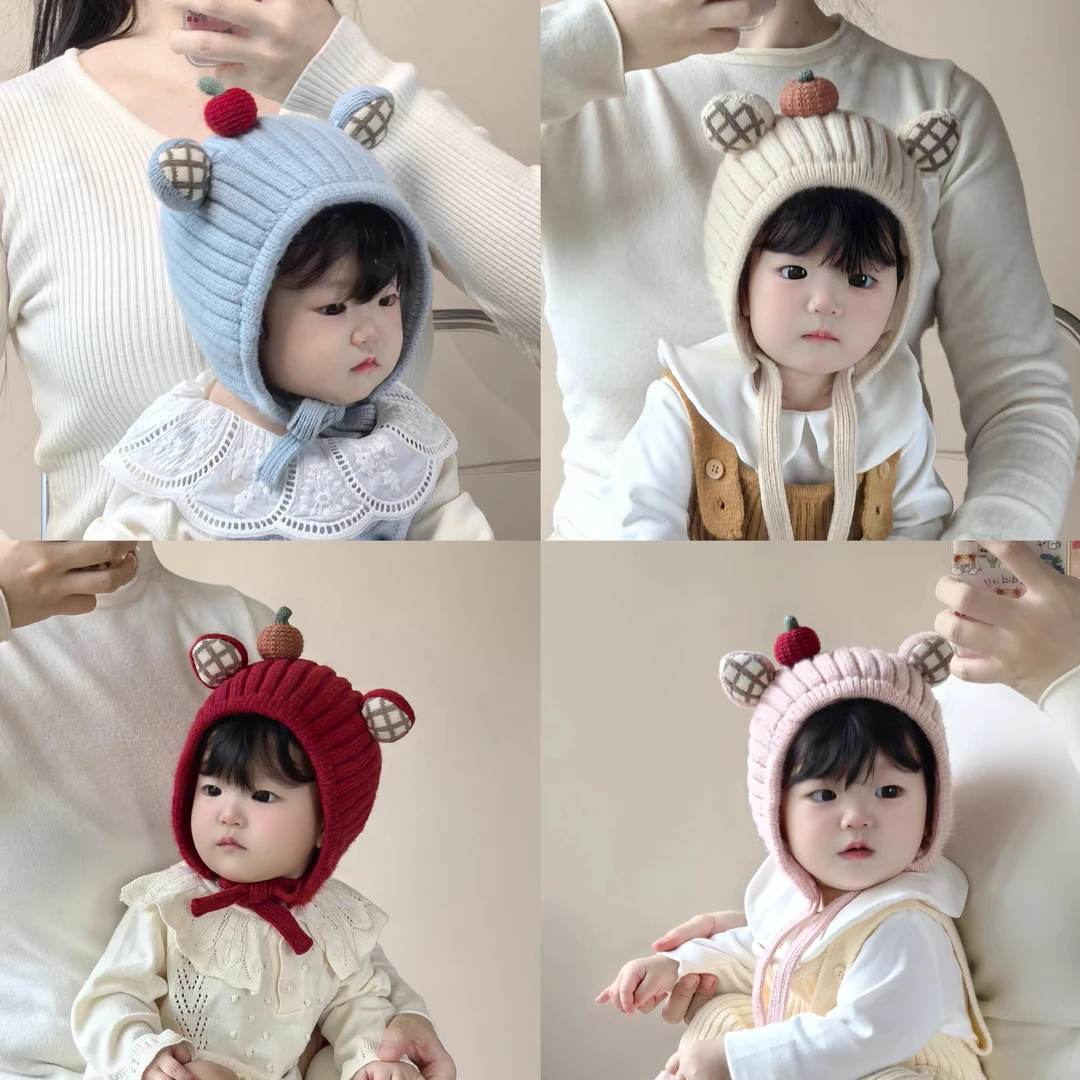 宝宝帽子秋冬季婴儿防风护耳帽男宝女宝保暖套头帽可爱百搭护头帽