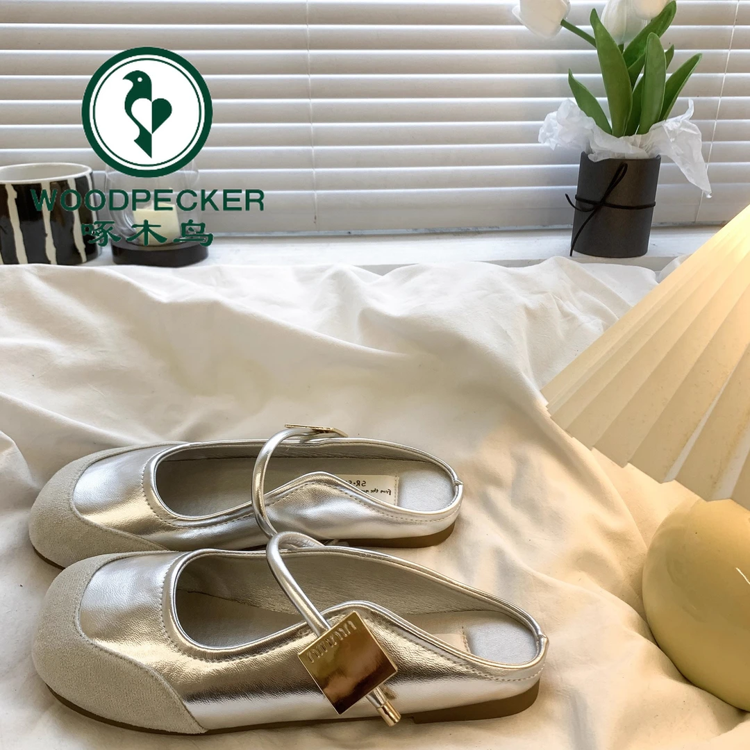 啄木鸟平底包头拖鞋女秋外穿2025新款仙女法式温柔晚晚配裙子凉拖