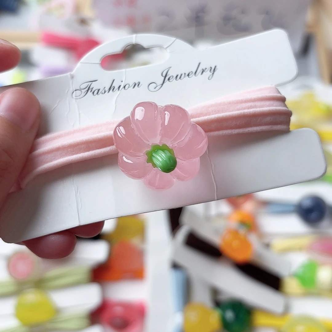 布艺非金属夜光粉南瓜发绳