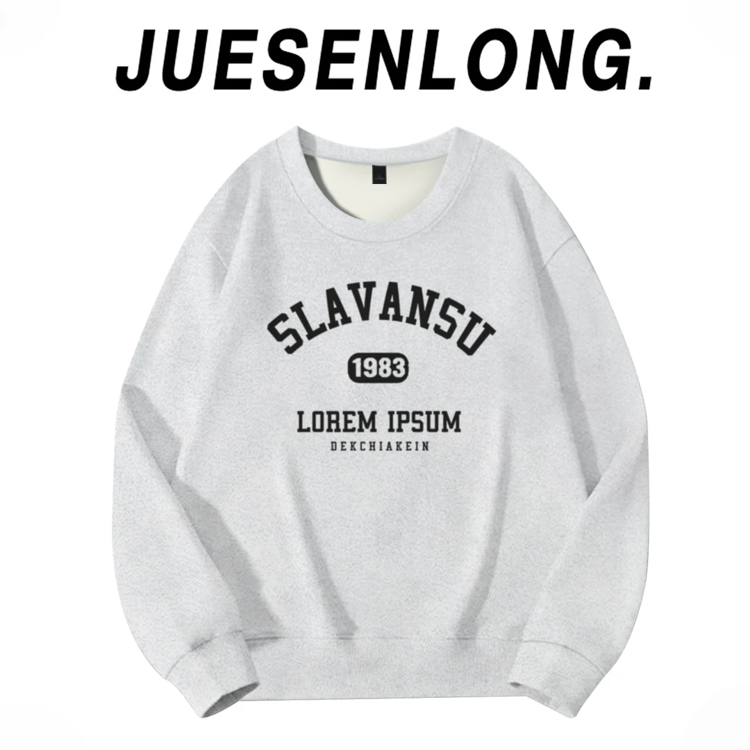 517-男装GYL-RH29+-白灰色-S-00401-A加绒圆领休闲气质潮流上衣