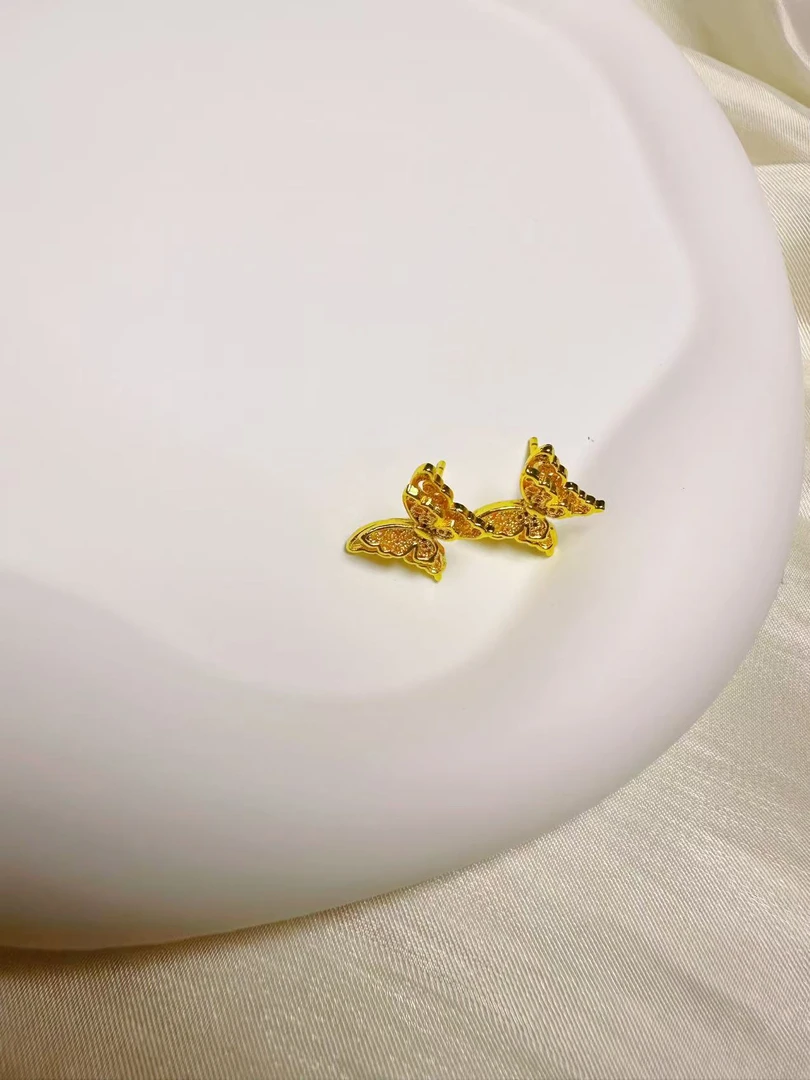 合金耳饰 精工拉丝蝴蝶耳钉多样性发货
