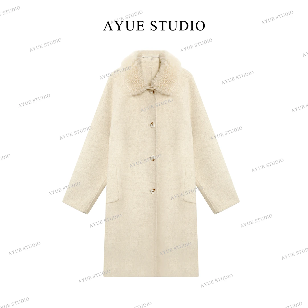 AYUE「轻语」10%苏力90%羊毛柔光滤镜”冬日战袍大衣2139