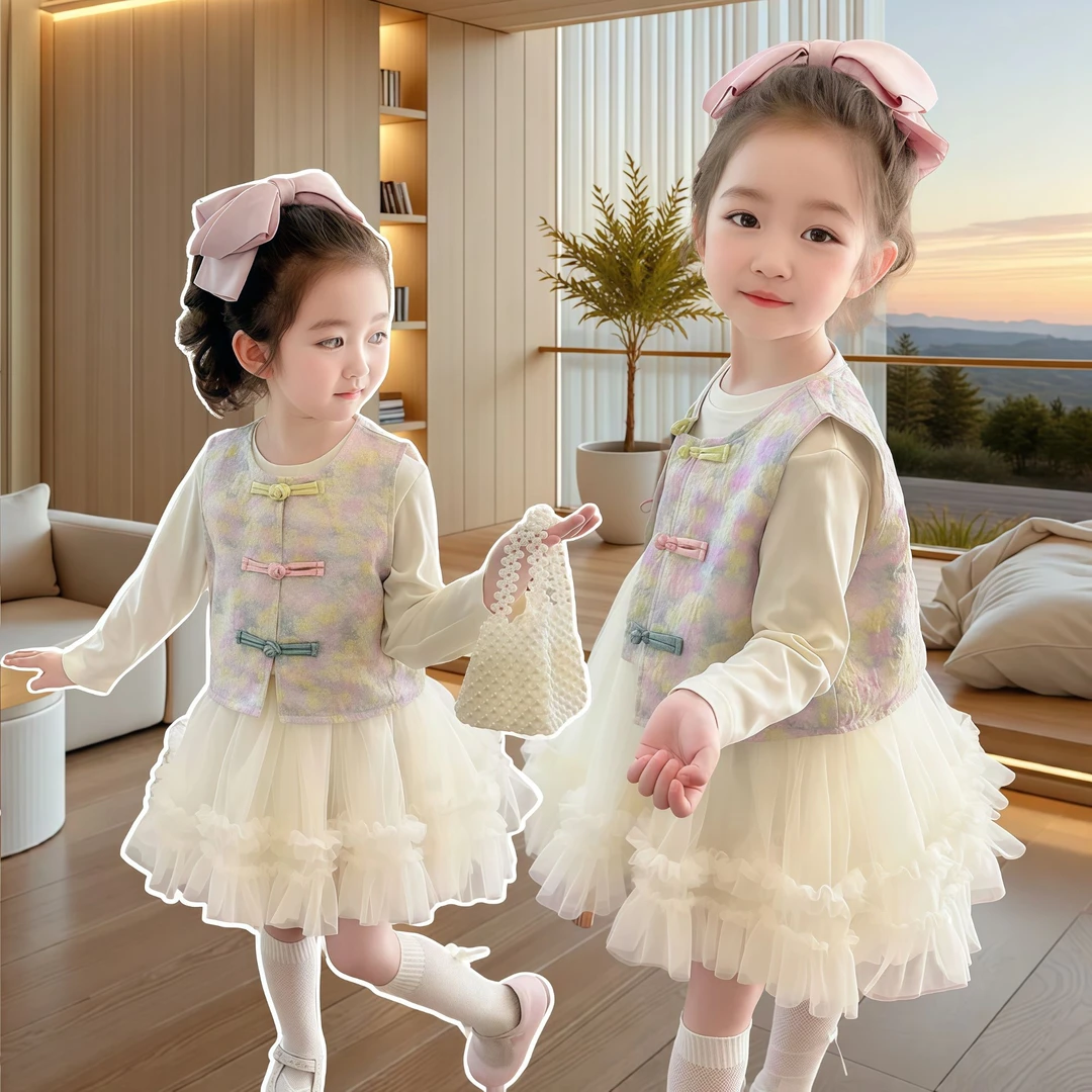 2025新款公主裙子女宝宝春秋季连衣裙女童装时髦洋气套装儿童秋装