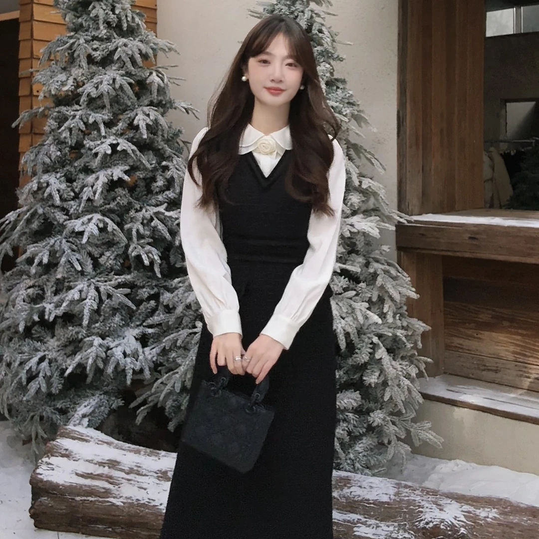 3姐【原野斯嘉丽 精致小香风毛边背心通勤连衣裙】  S31353C2