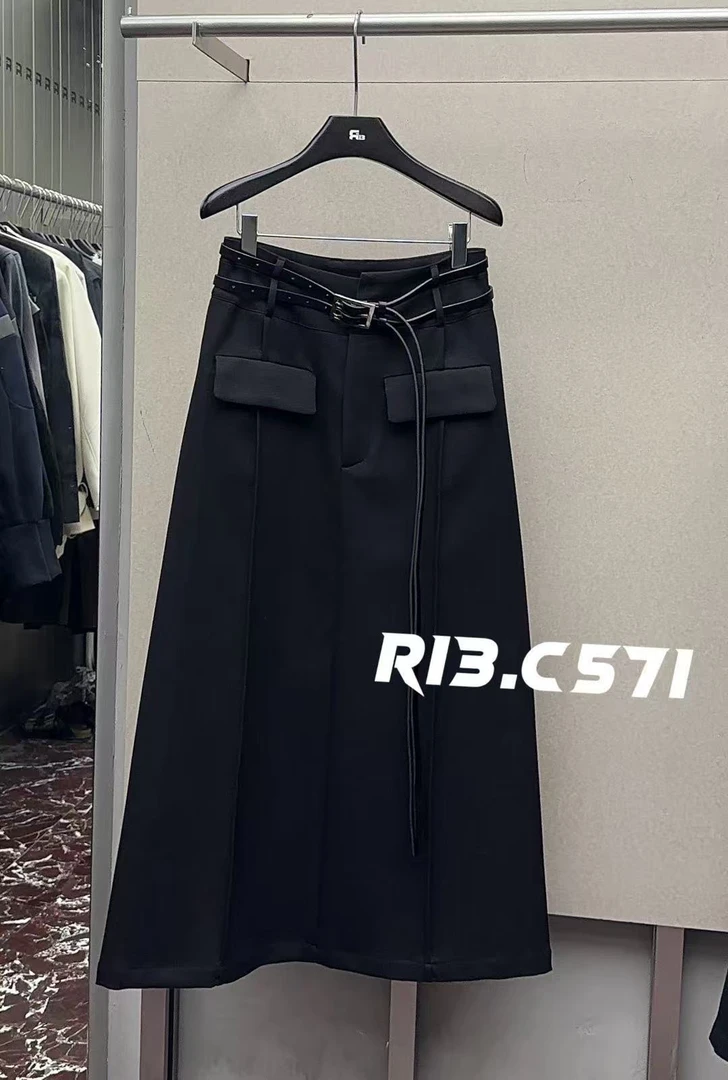 福秒-配腰带的！A版简约百搭半身裙（13R8312#）R13