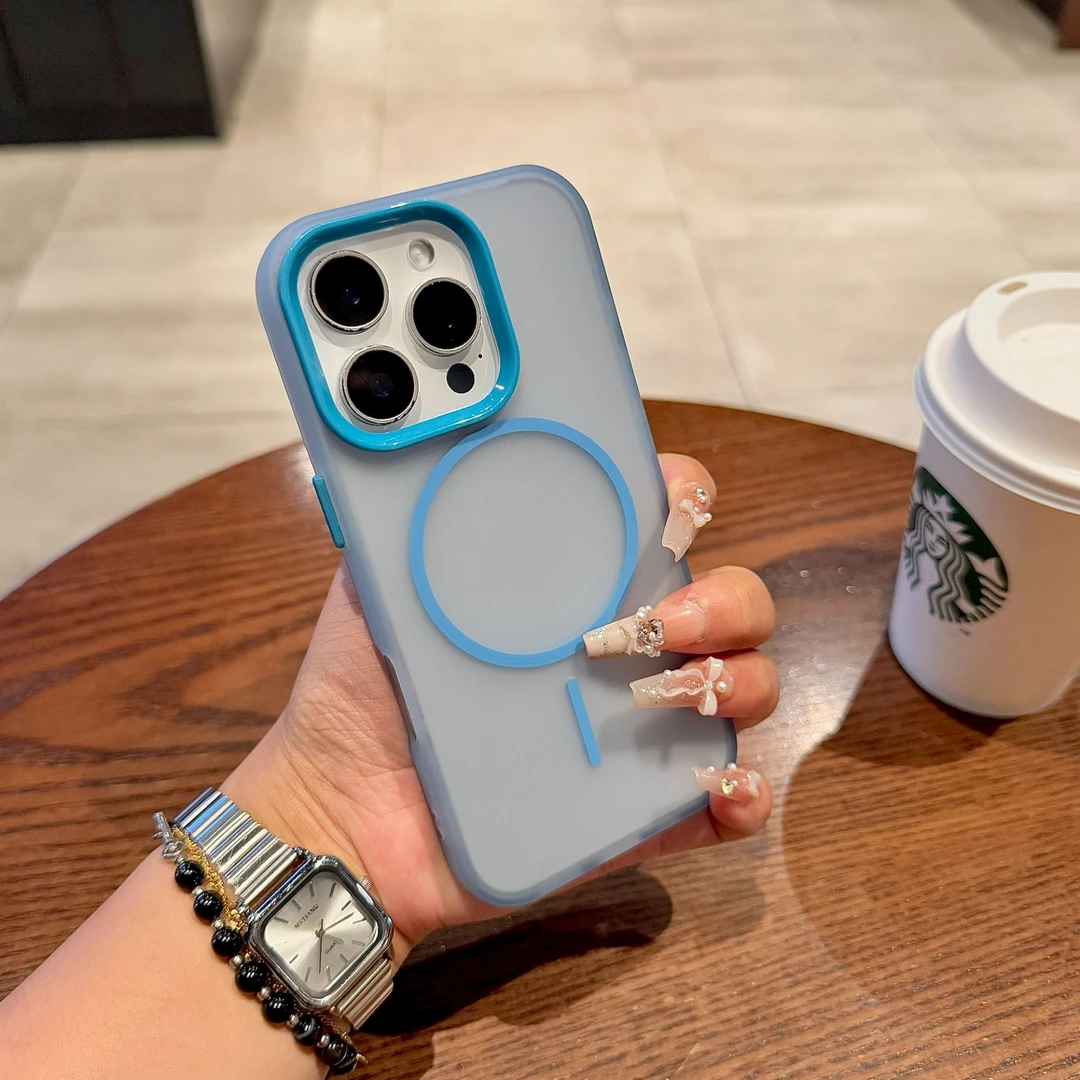 新款高级撞色硅胶磁吸适用iPhone15手机壳苹果14promax肤感13纯色