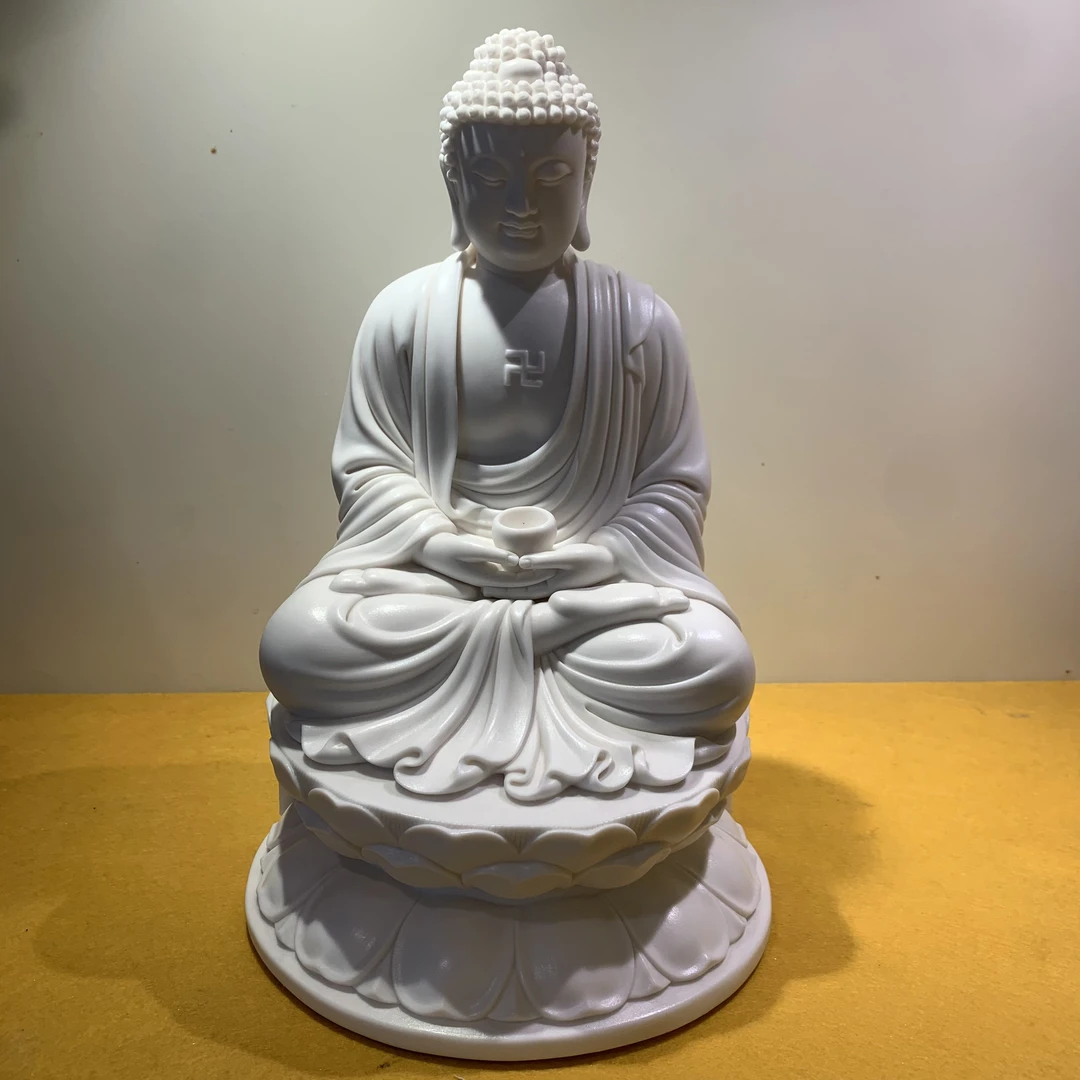 德化白瓷中式释迦摩尼手工陶瓷工艺品雕塑家用释迦牟尼佛家佛摆件