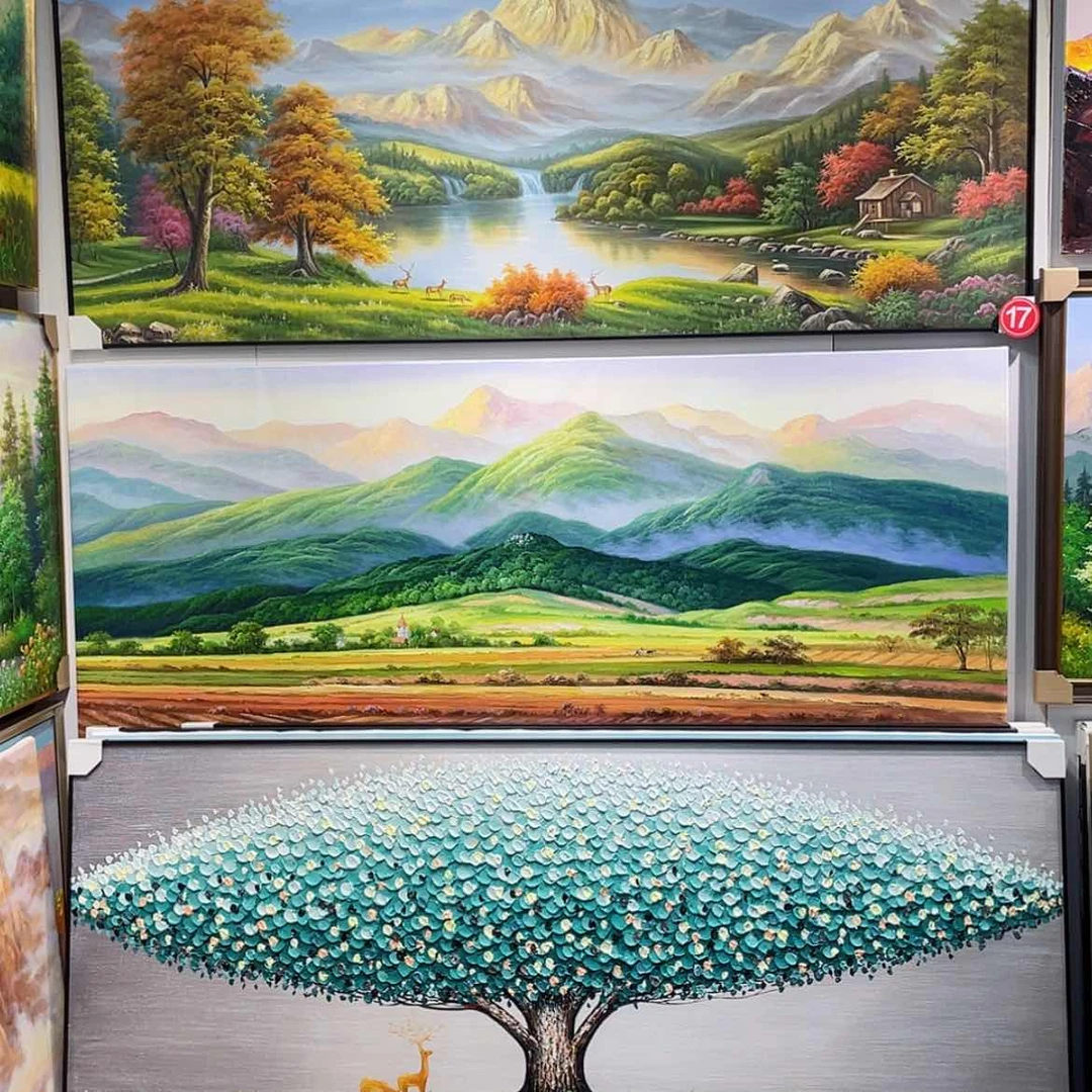 【闪购商品】油画巨人山手绘油画画芯80×200带外框