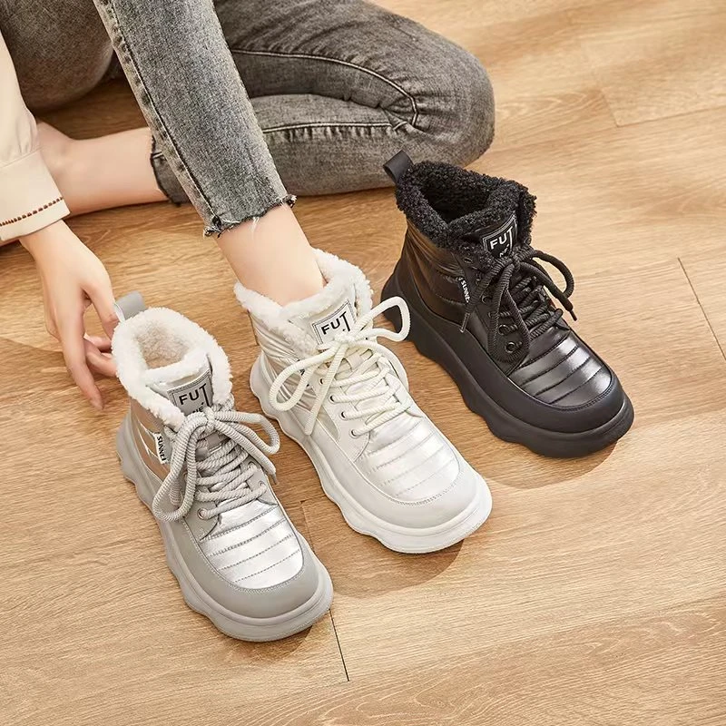 1721-15新款系带加绒圆头厚底舒适百搭休闲鞋仓