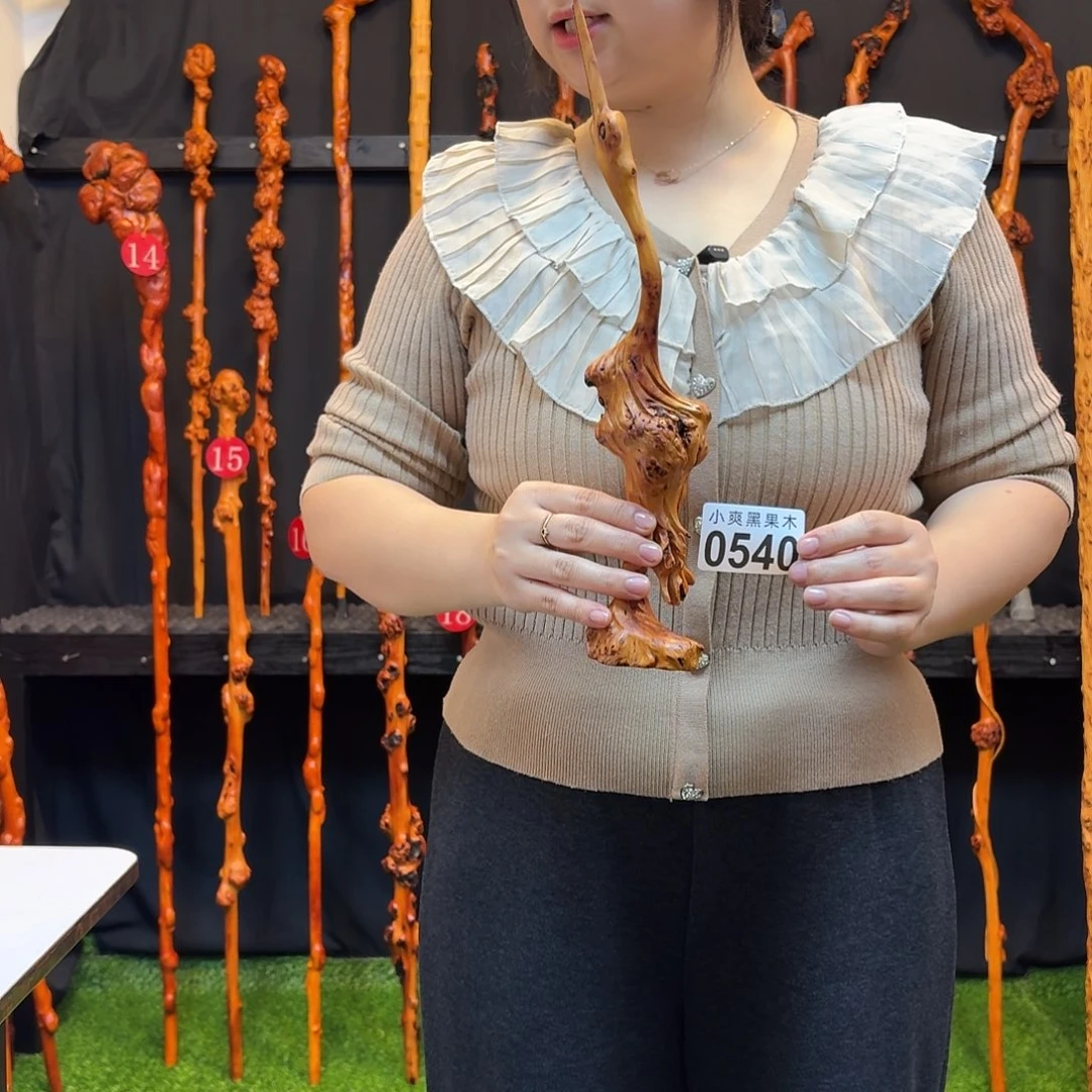 单****黑果木拐杖手把件540