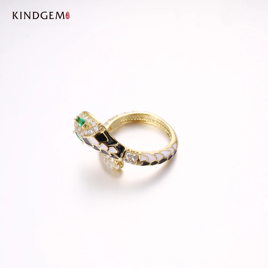 铜合金锆石戒指 个性蛇蛇镶嵌小众百搭开口戒指 CX22XAPC-02608