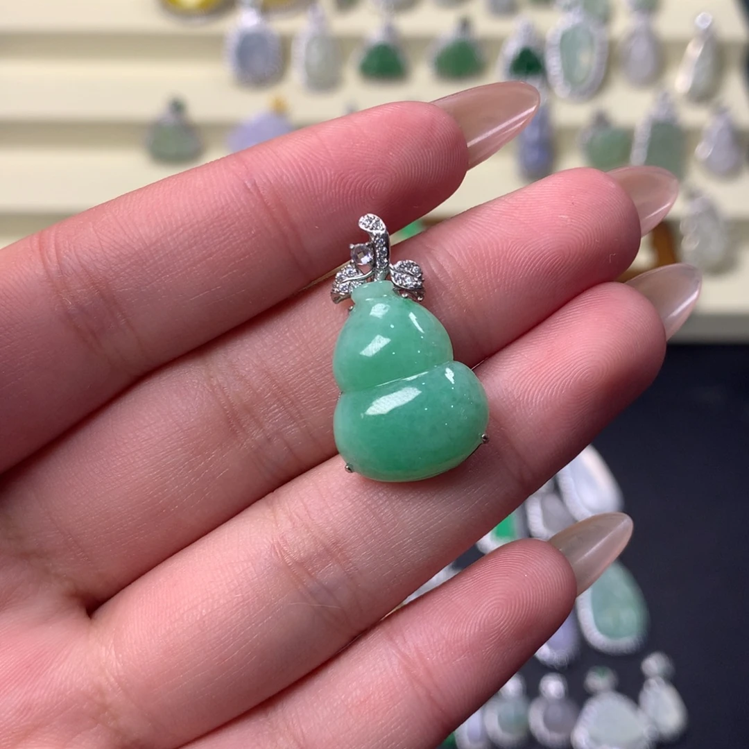 翡翠银S925镶嵌挂件