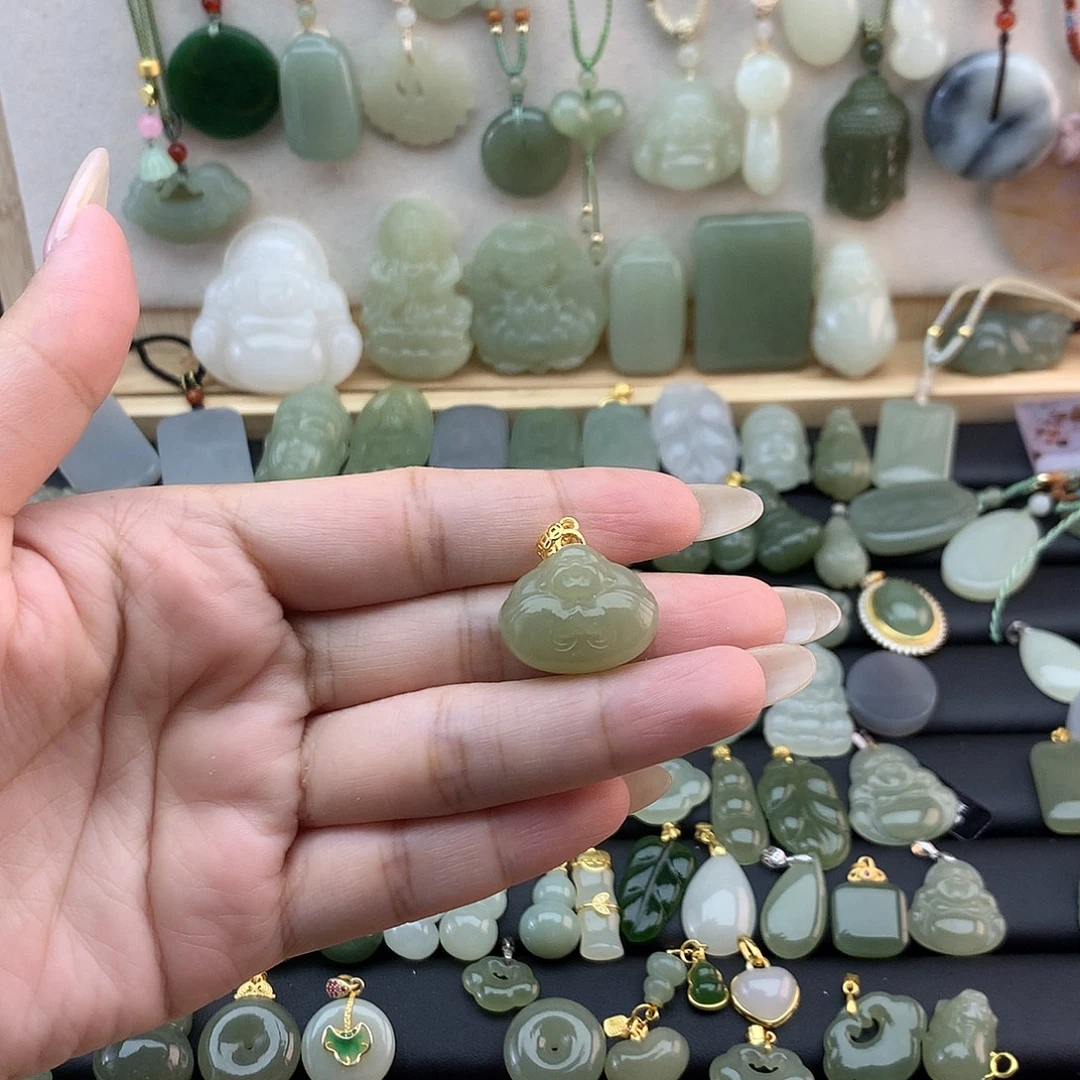 和田玉银S925镶嵌吊坠(不含链)