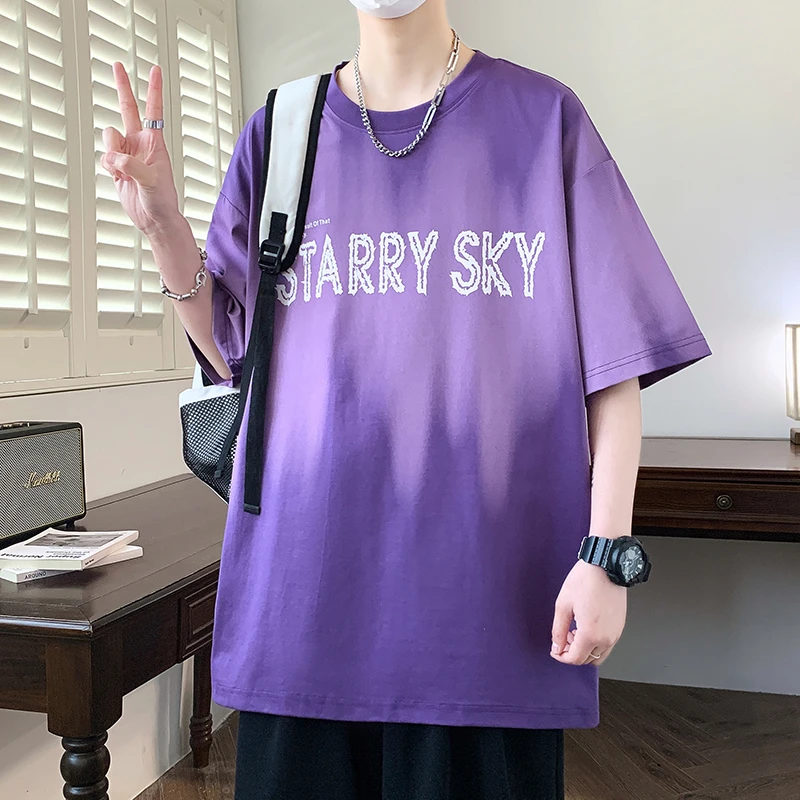 短袖T恤男生夏季薄款宽松百搭休闲体恤青少年学生潮流帅气上衣男