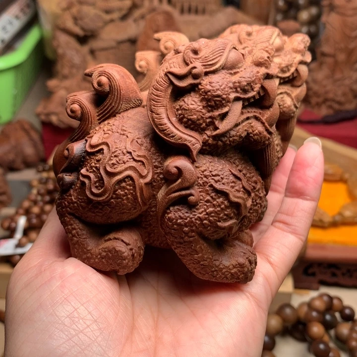 黄***绝檀香木把件老山檀大貔貅瑕疵