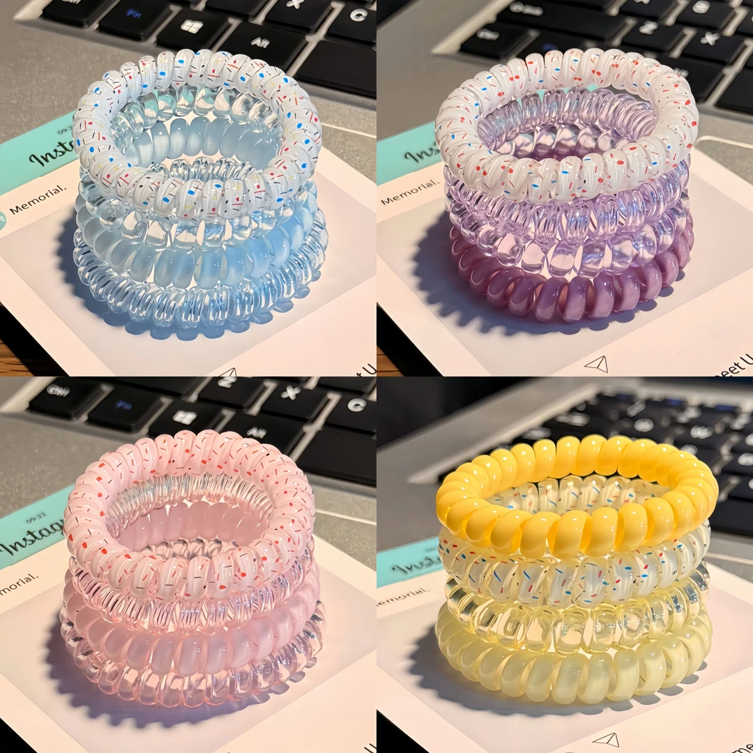 ins风新款高品质葡萄椰椰波点电话线清新百搭日常发绳耐用发圈