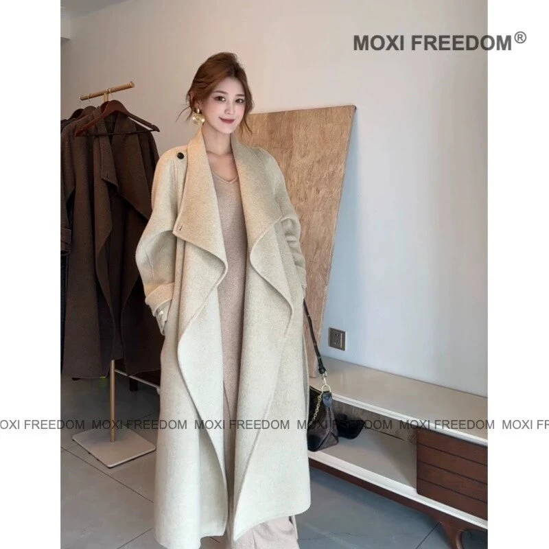 【盐风棱语】25年秋冬新款休闲腰带中长款毛呢大衣外套女S8019