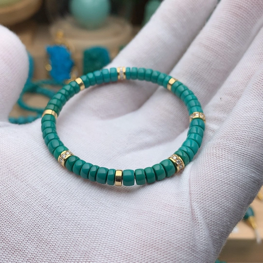 绿松石18K金镶嵌珠宝奇石