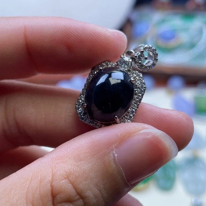 颈饰银S925镶嵌翡翠