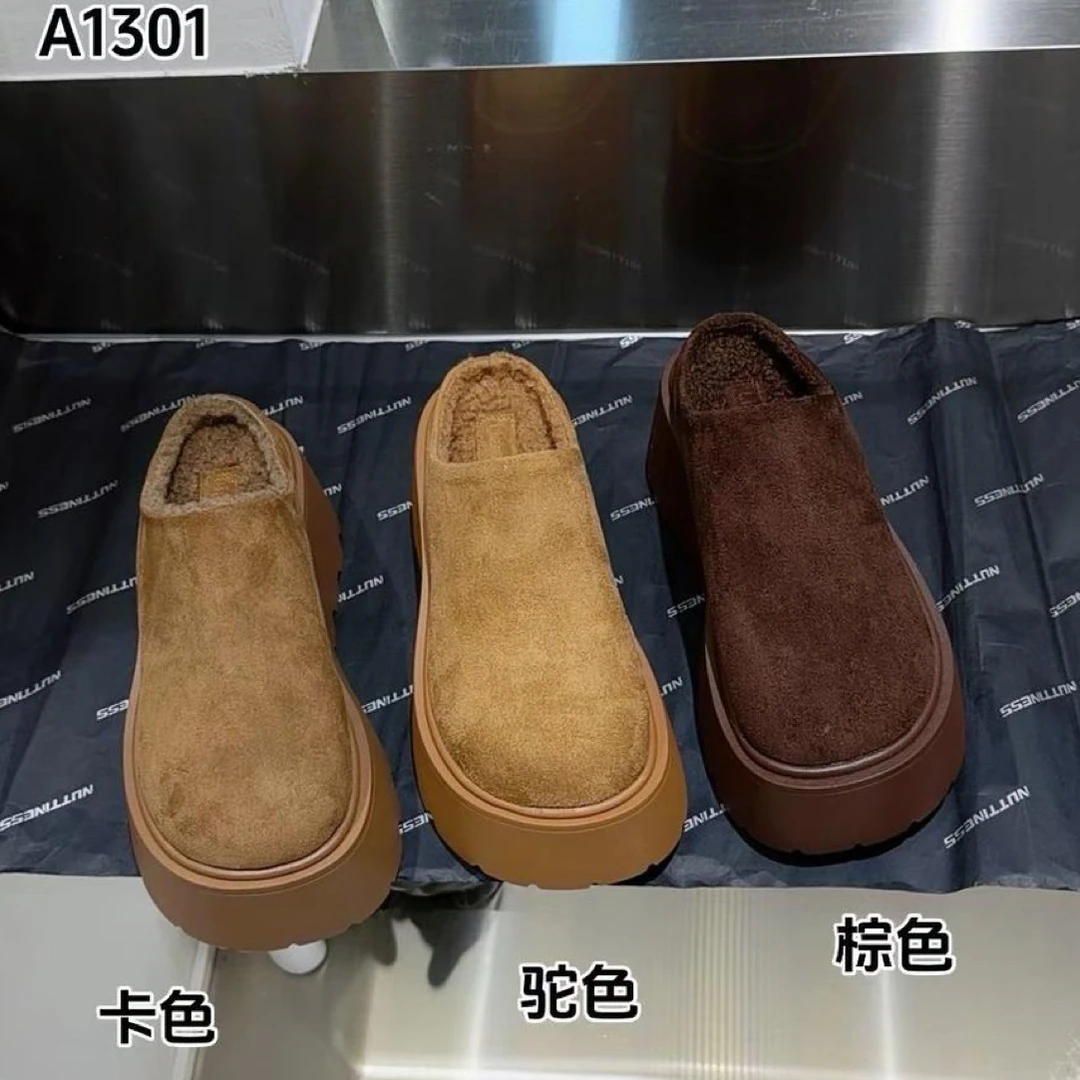 防水台勃肯鞋小皮匠1301棉鞋豆豆鞋卡通风包头拖低帮冬季复古百搭