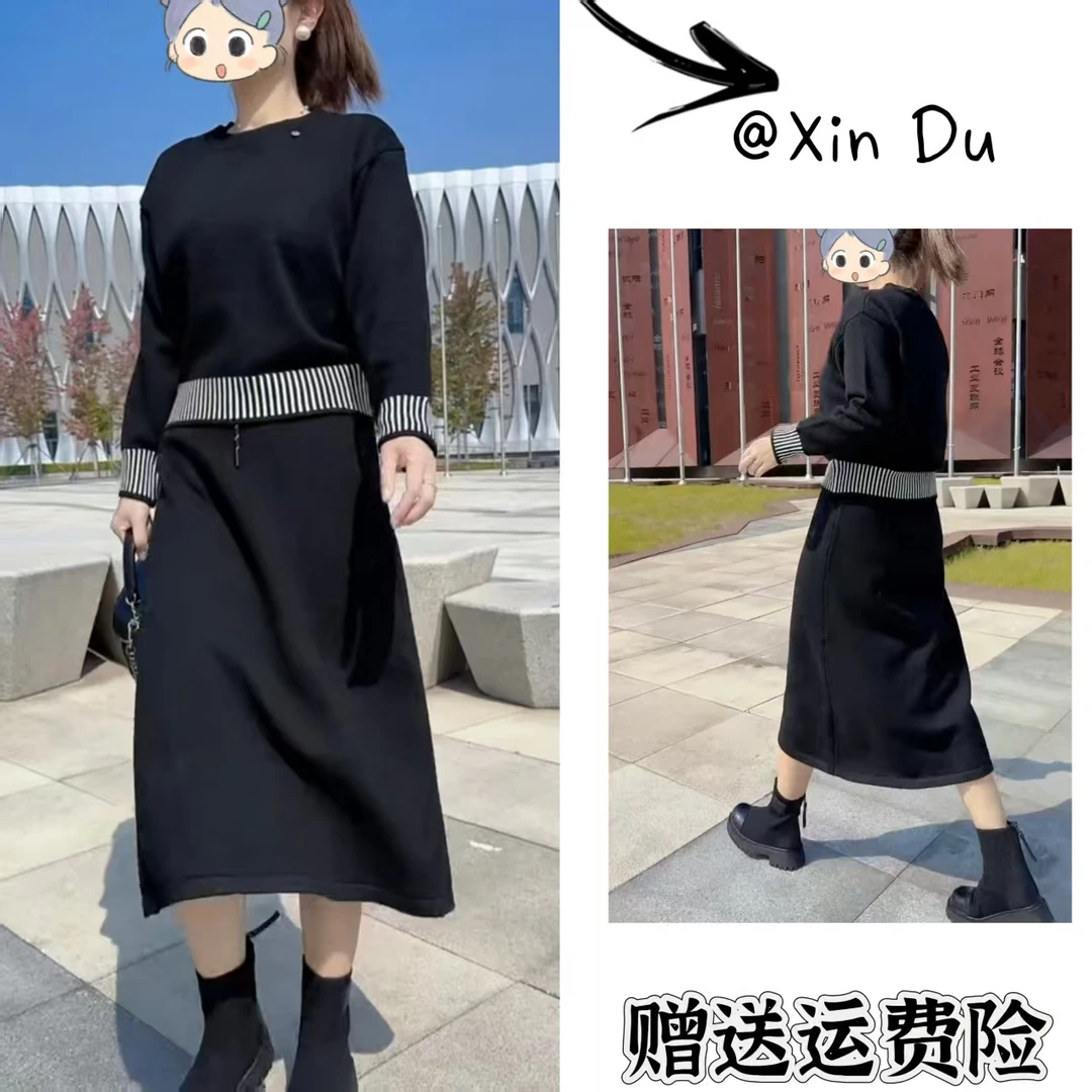 2025秋季新款时尚显瘦气质女士网红洋气两件套百搭款D23530